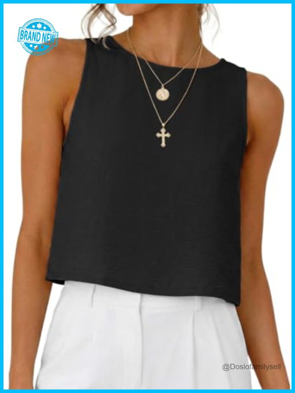 Womens Sleeveless Crop Tank Top Loose Fit Summer Beach Vacation Top